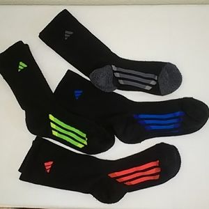 5 pair Adidas Youth Climalite Crew Socks Sz: 3-9Y